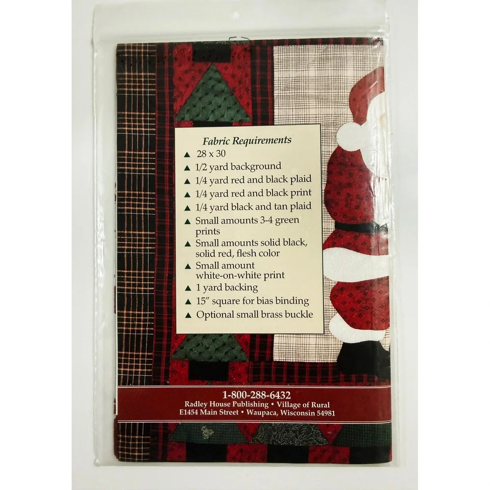 Radley House Ho! Santa Quilt Pattern Unisex OS Red Plaid Christmas Wall Hanging